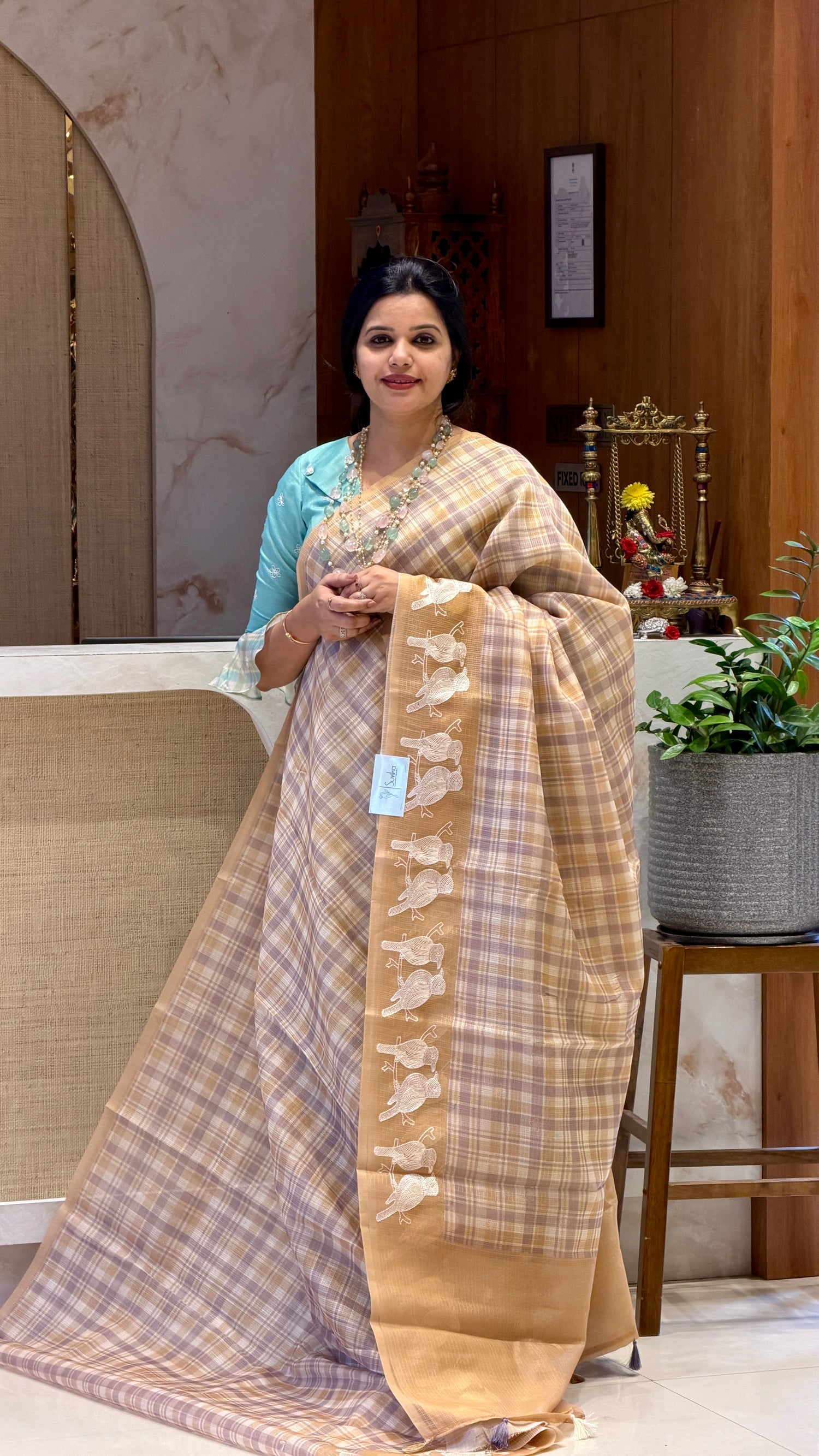 SUV4770-YELLOW MULTICOLOUR CHECKS KOTA VISCOSE