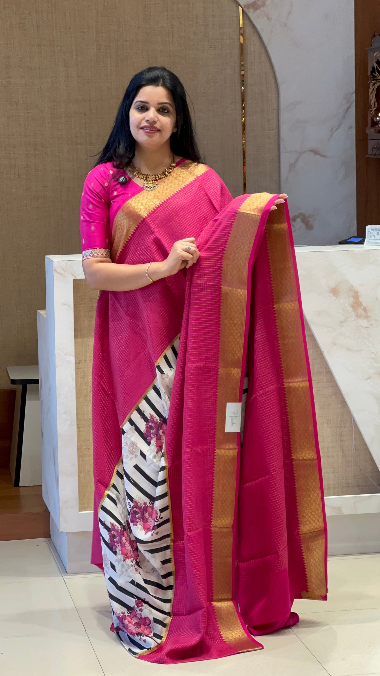 PSUV56 - RANI PINK PURE MYSORE SILK SAREE
