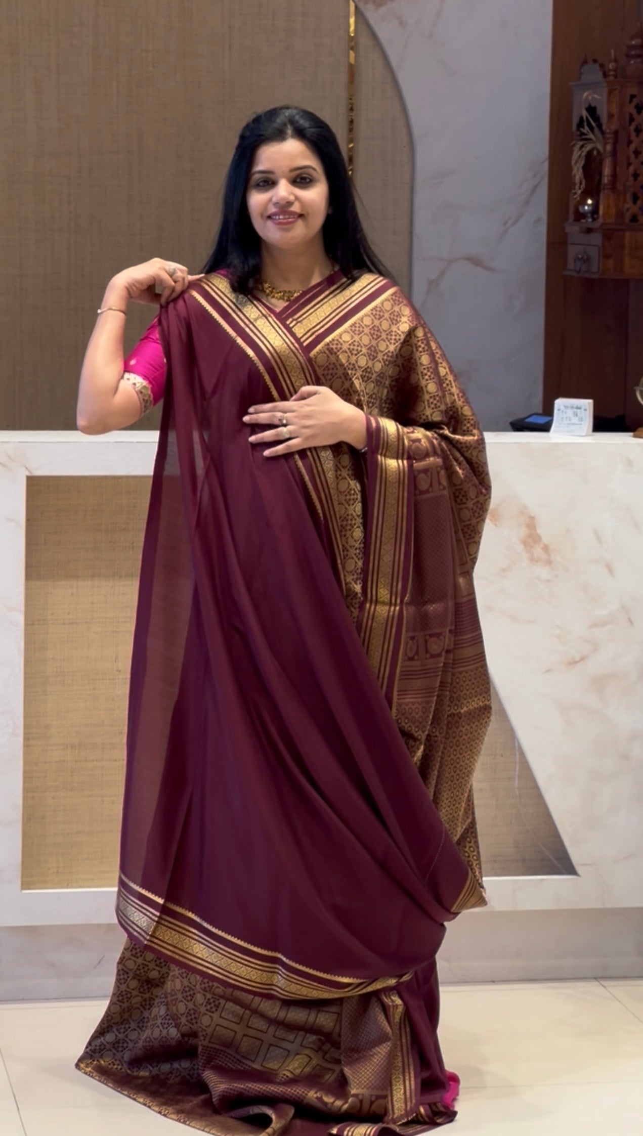 PSUV265-COFFEEBROWN PURE MYSORE SILK SAREE
