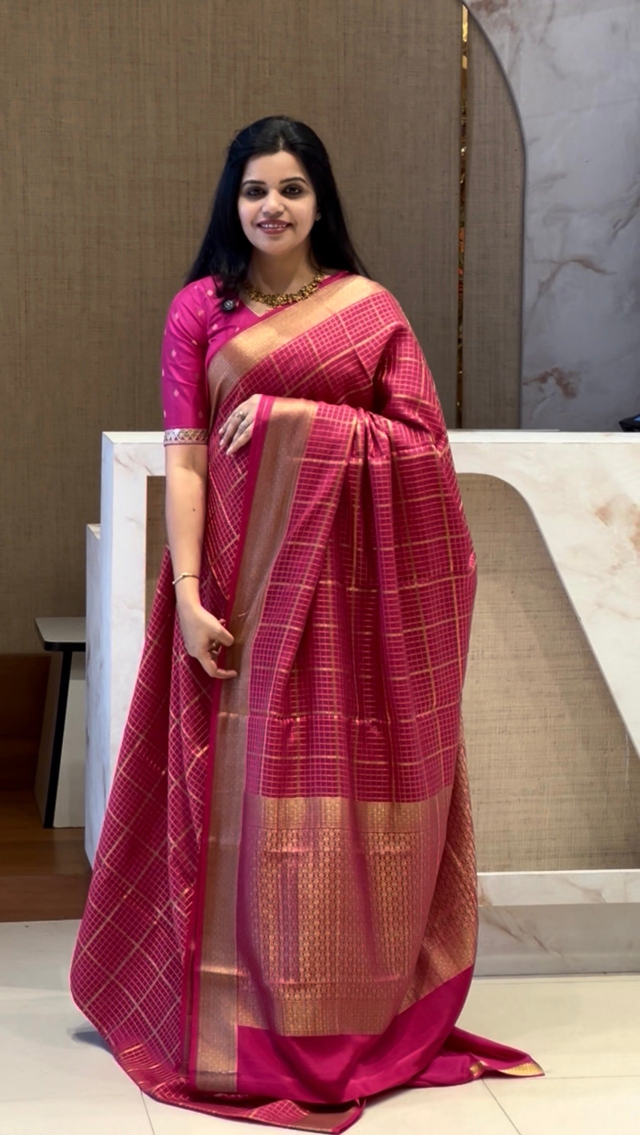 PSUV224-PINK PURE MYSORE SILK SAREE