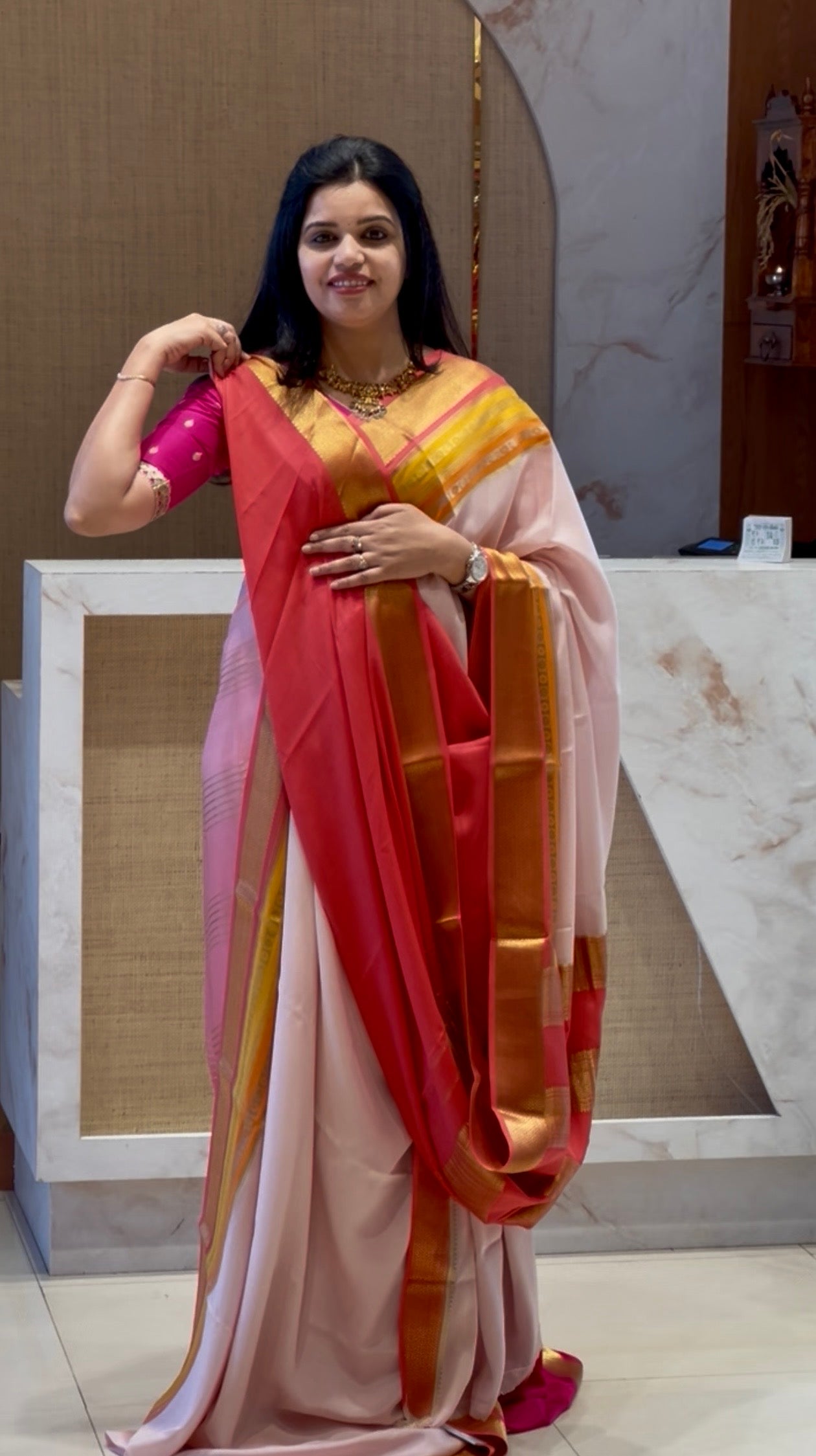 PSUV260-BABYPINK PURE MYSORE SILK CREPE