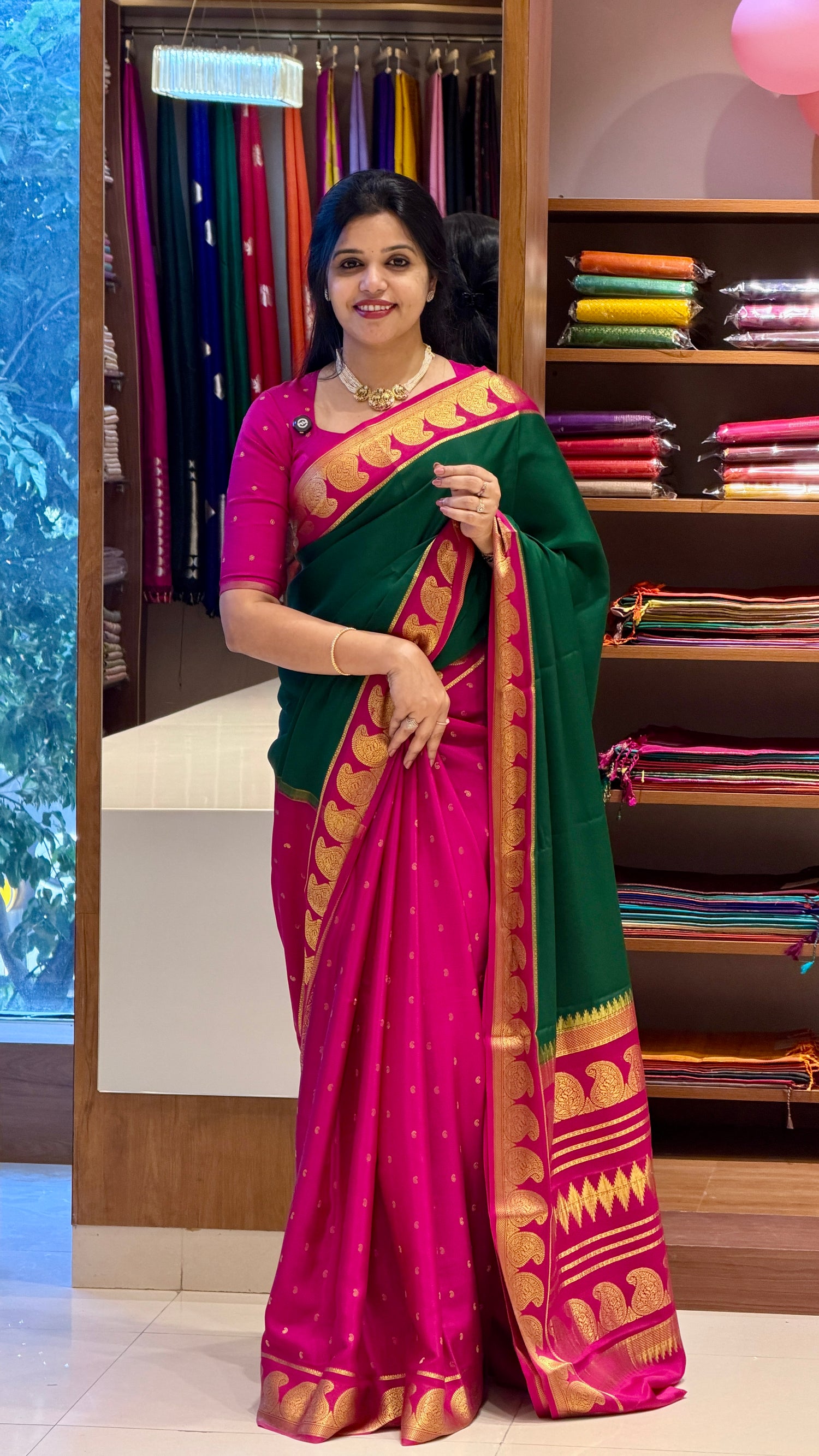 PURE MYSORE SILK SAREE PSH248-BOTTLEGREEN
