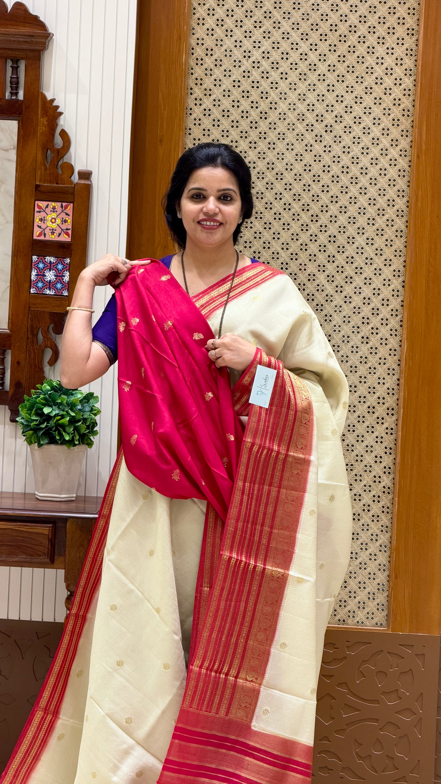 CREPE SILK SAREE SUV5456-WHITE WITH PINK