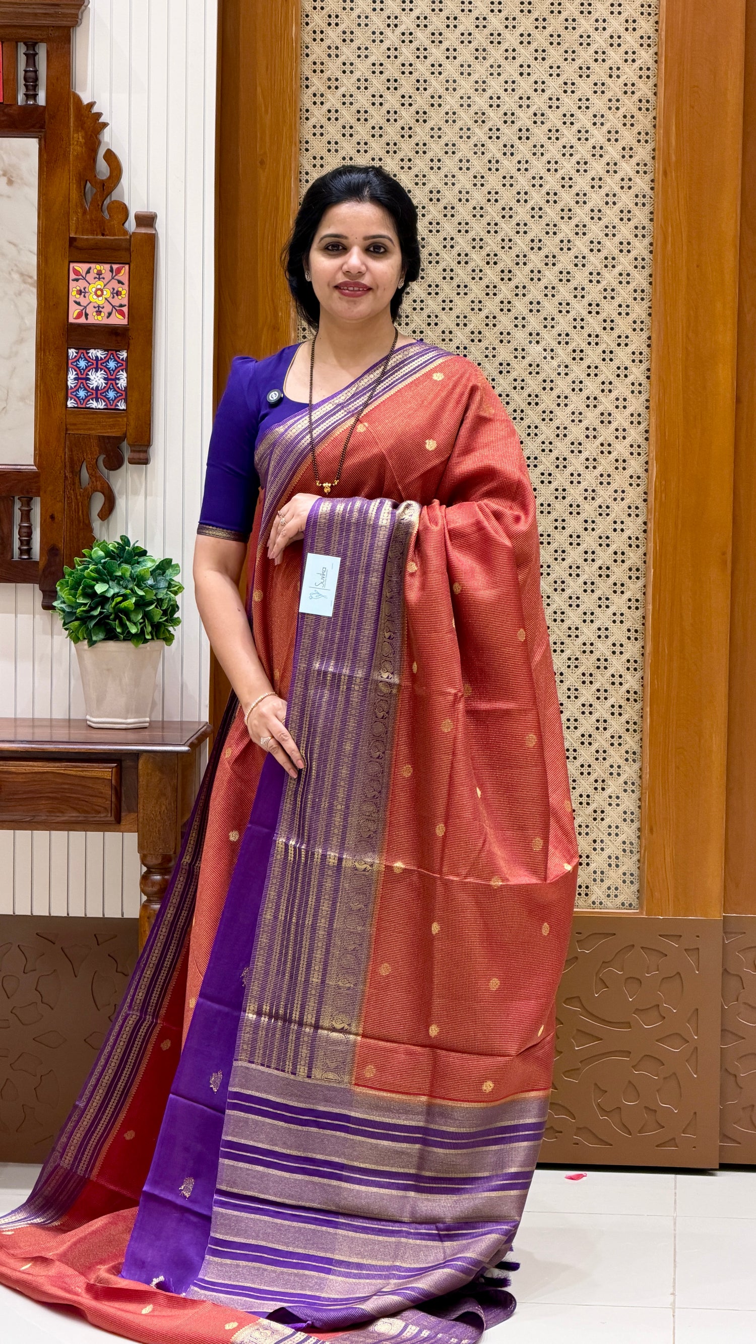 CREPE SILK SAREE SUV5456-RED WITH PURPLE