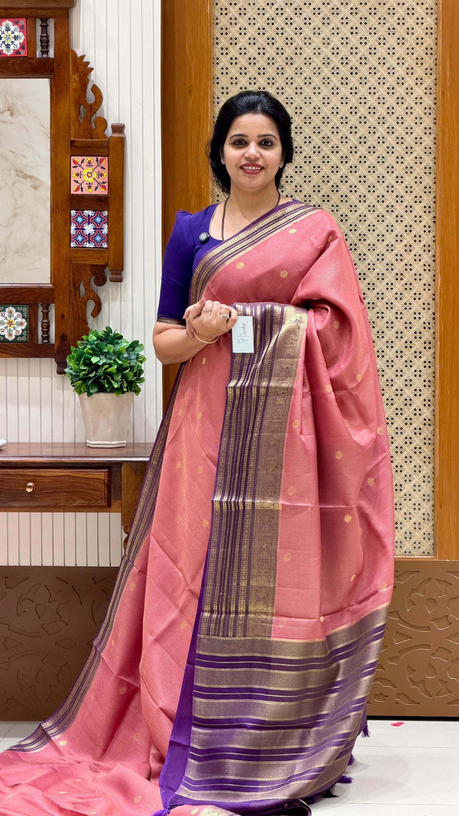 CREPE SILK SAREE SUV5456-ONIONPINK WITH PURPLE