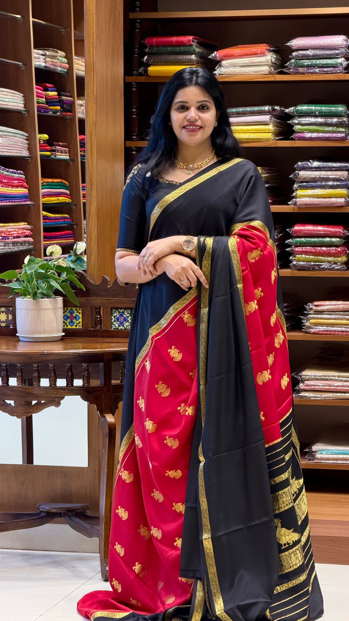 PURE MYSORE CREPE SAREE PSH255-BLACK