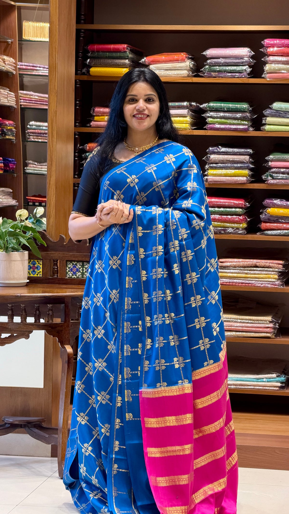 PURE MYSORE CREPE PSM548- PEACOCKBLUE