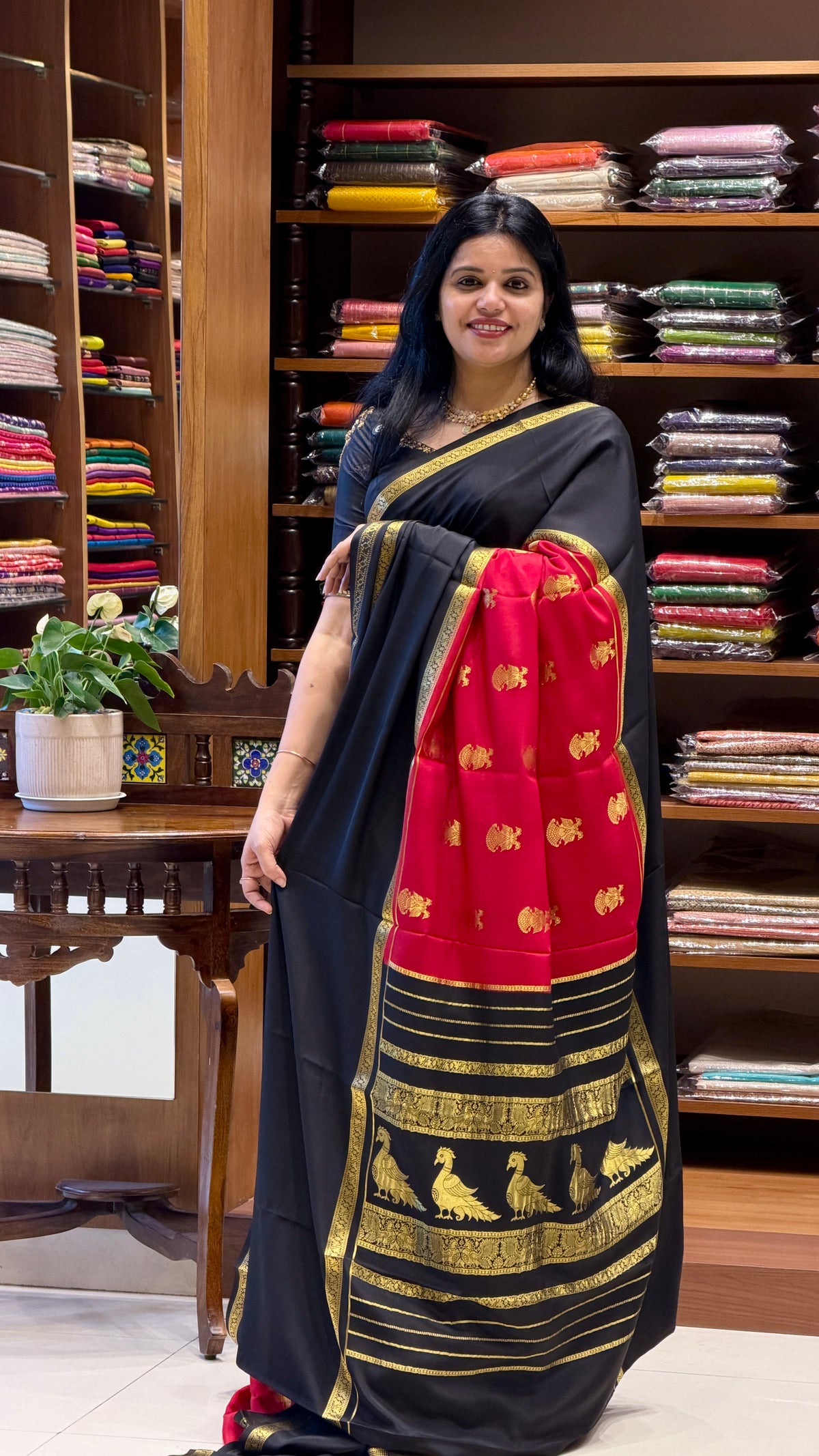PURE MYSORE CREPE SAREE PSH255-BLACK