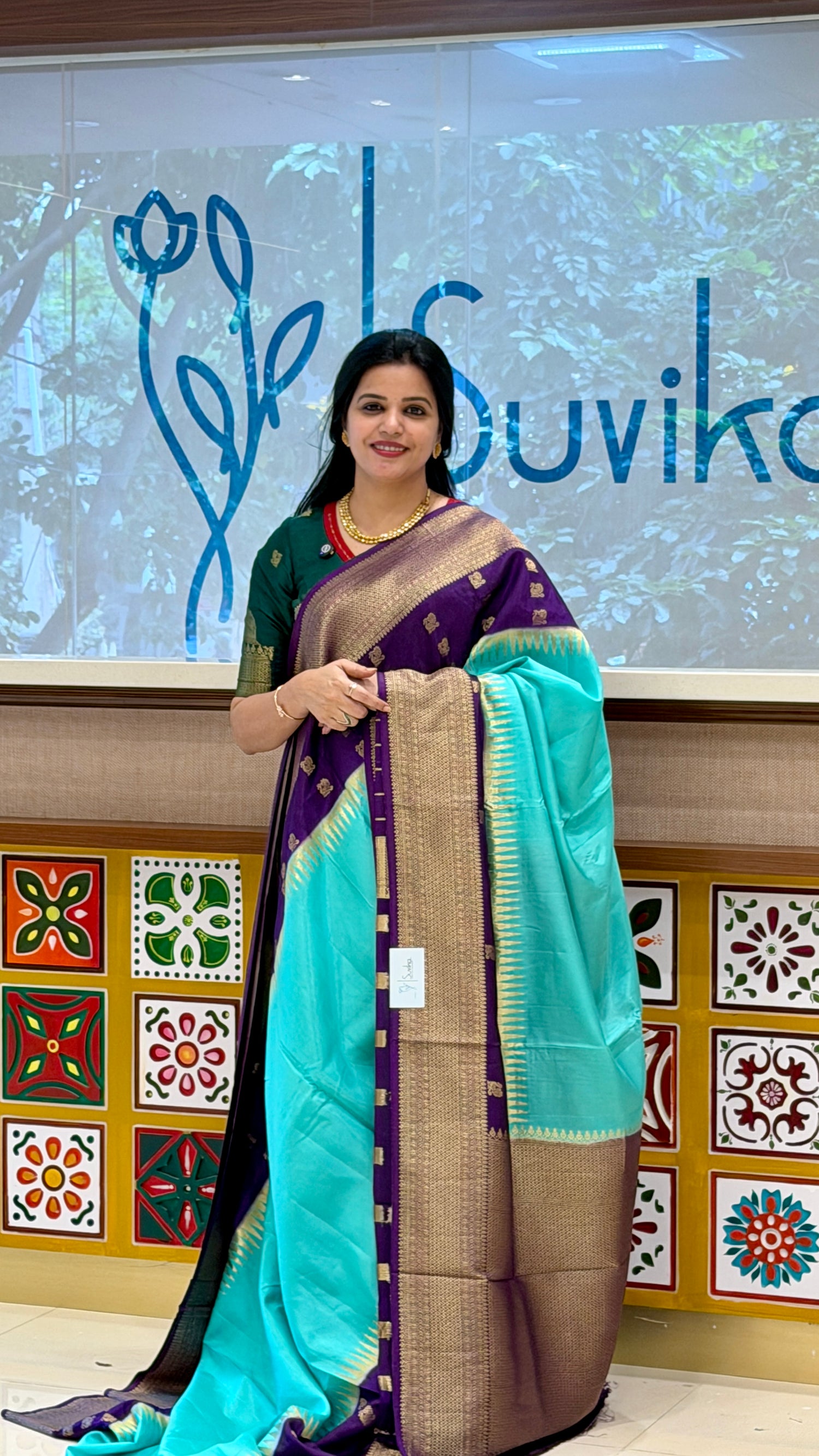 CREPE SILK SAREE SUV5539-SEAGREEN