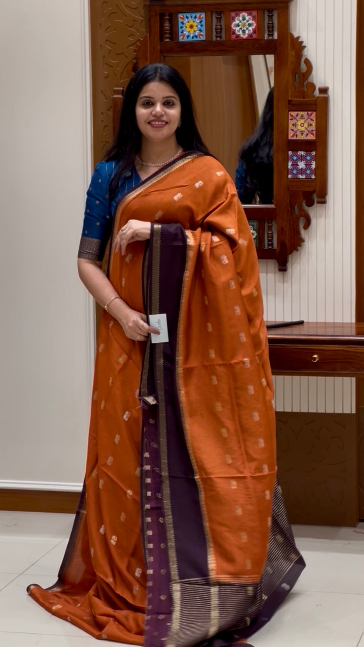 CREPE SILK SAREE SUV6029-RUST WITH GRAPE