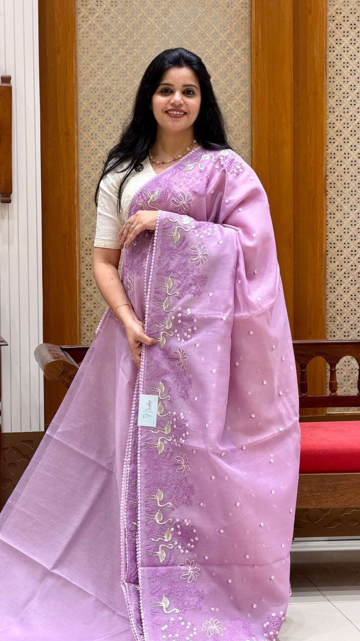 LINEN TISSUE SAREE SUV5160-LAVENDER