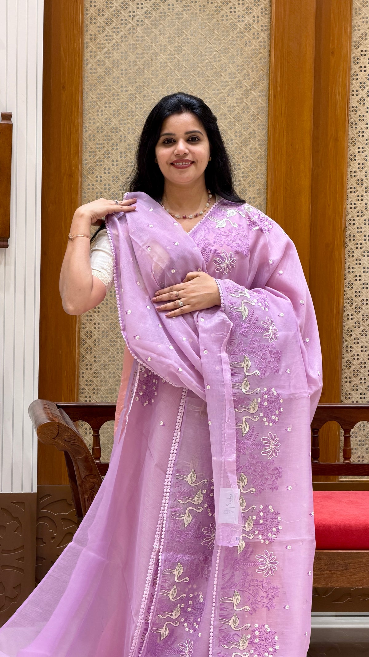 LINEN TISSUE SAREE SUV5160-LAVENDER