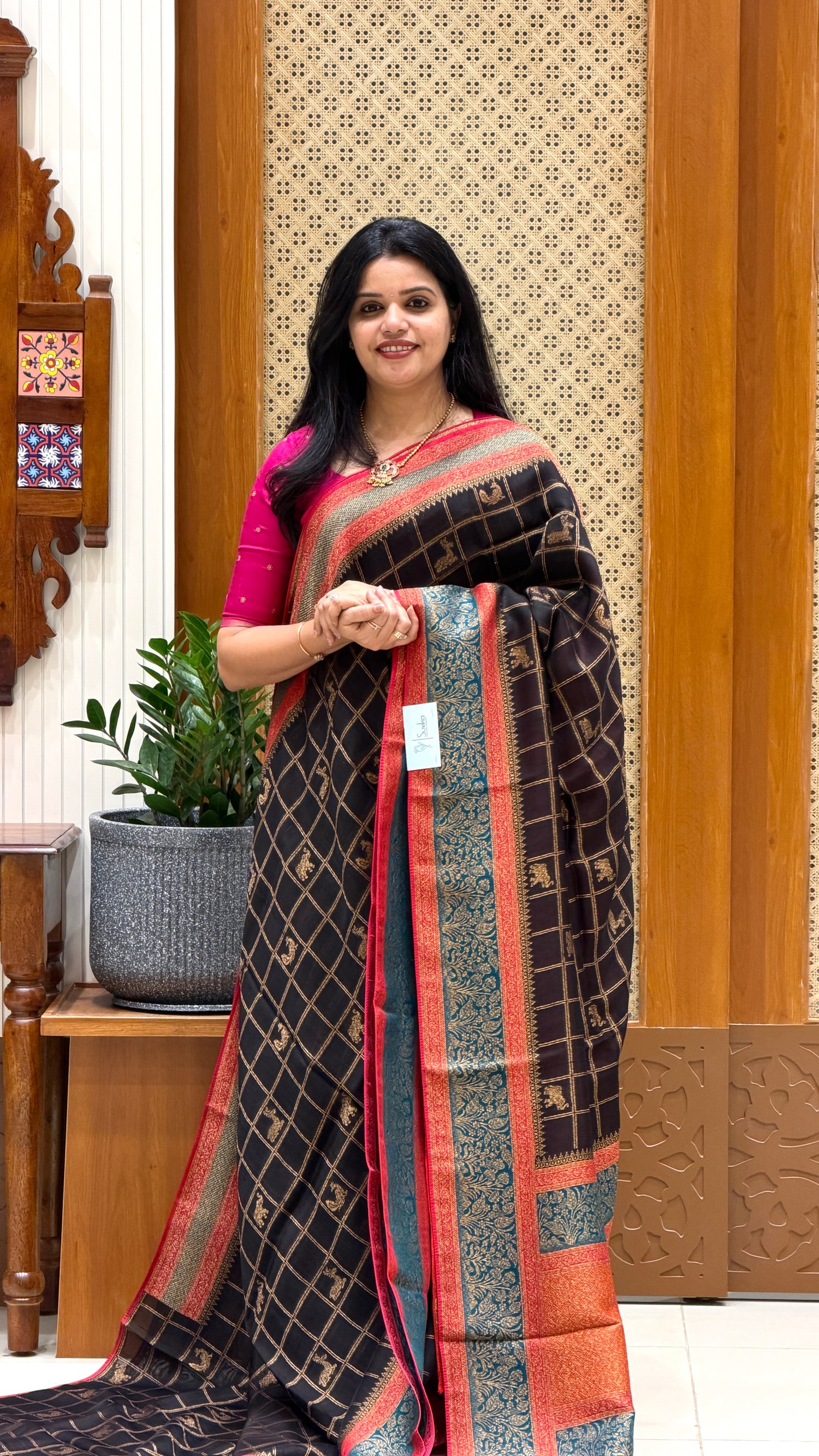 BANARASI DUPION SILK SUV5722-BLACK