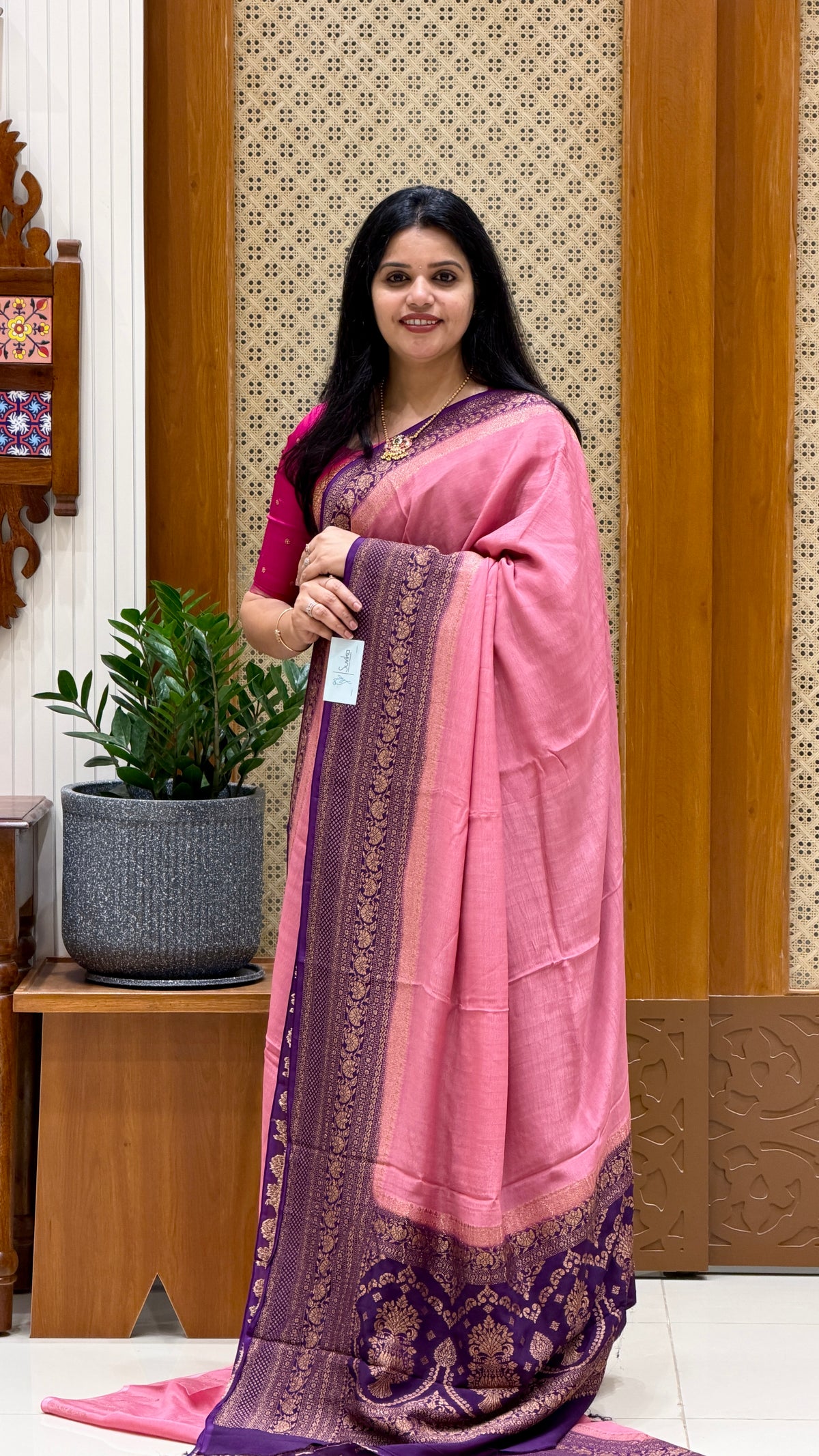 BANARASI CREPE SILK SUV4735-ONIONPINK WITH PURPLE