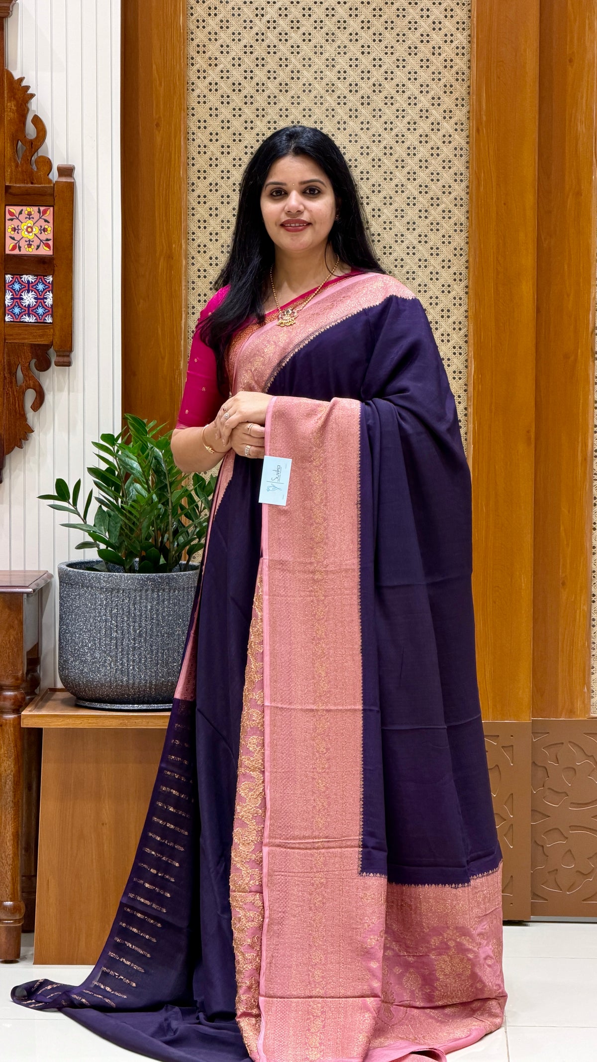 BANARASI CREPE SILK SUV4735-NAVYBLUE WITH BABYPINK