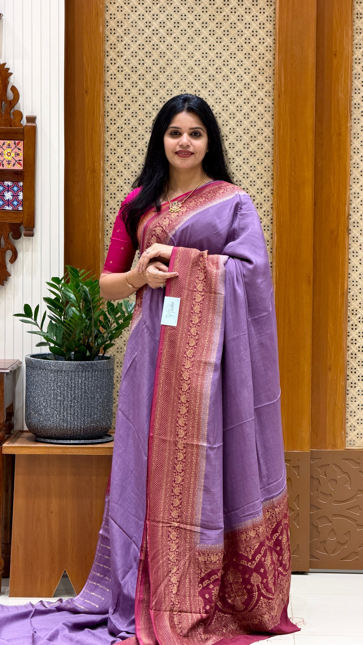 BANARASI CREPE SILK SUV4735-LAVENDER WITH WINE