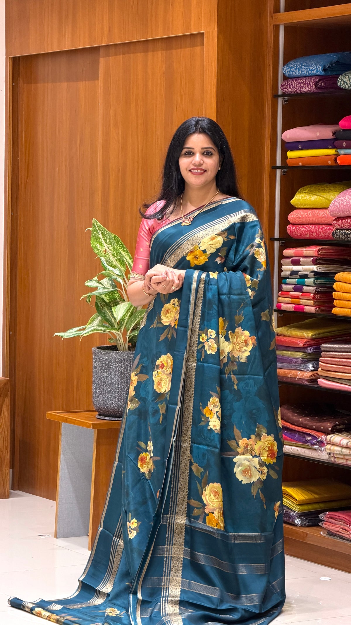 CREPE SILK SUV5396-PEACOCKBLUE