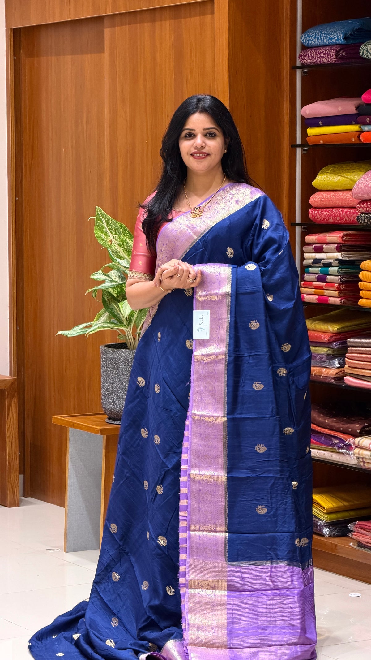 CREPE KANCHI SILK SUV5669-BLUE WITH LAVENDER