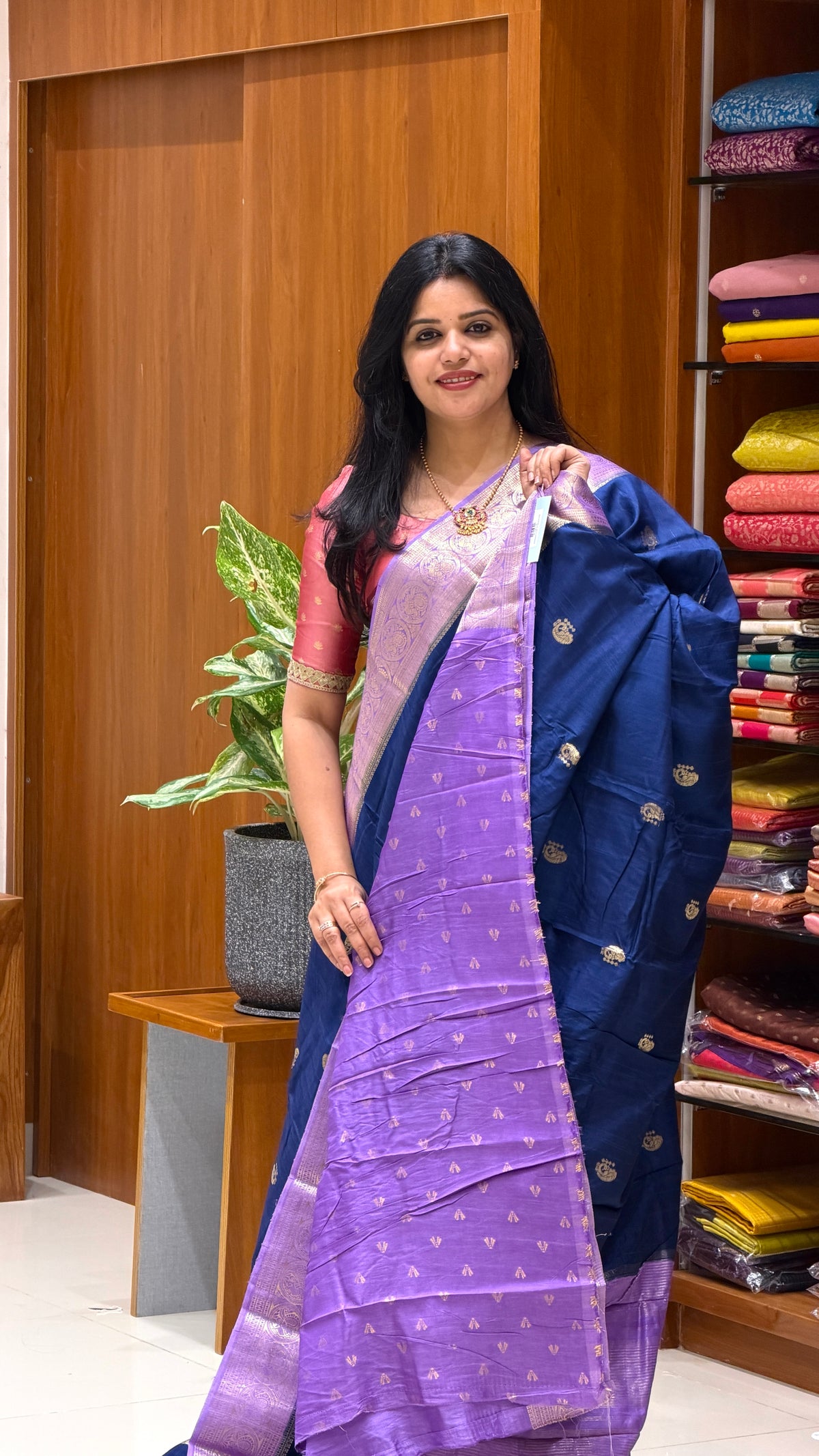 CREPE KANCHI SILK SUV5669-BLUE WITH LAVENDER