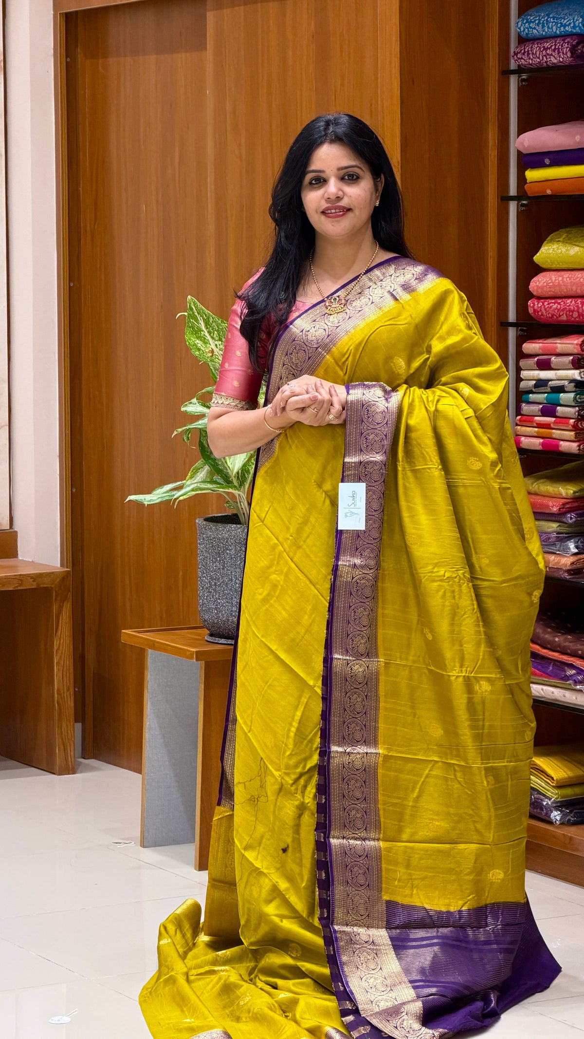 CREPE KANCHI SILK SUV5669-MUSTARD WITH PURPLE