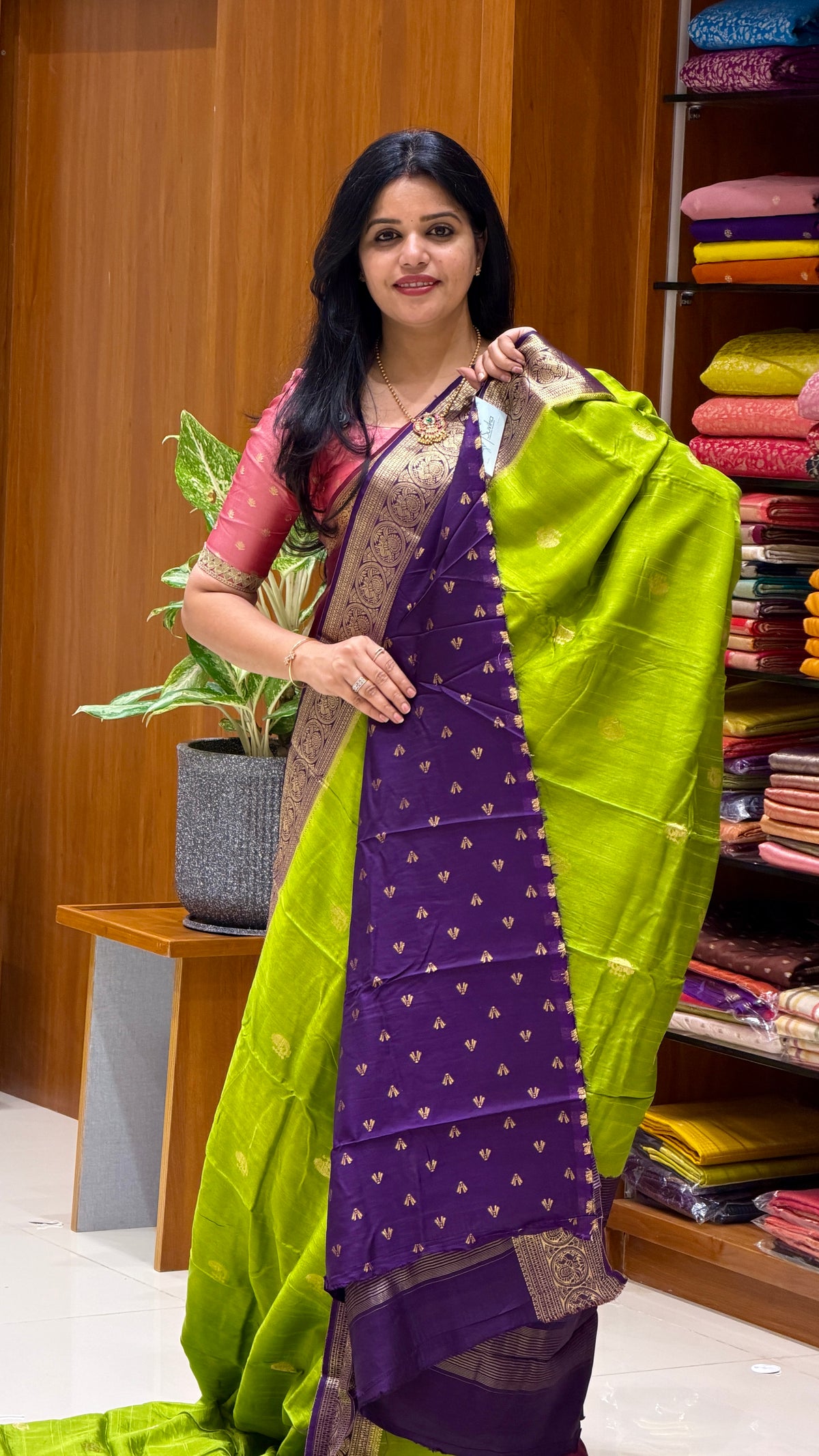 CREPE KANCHI SILK SUV5669-PISTA WITH PURPLE