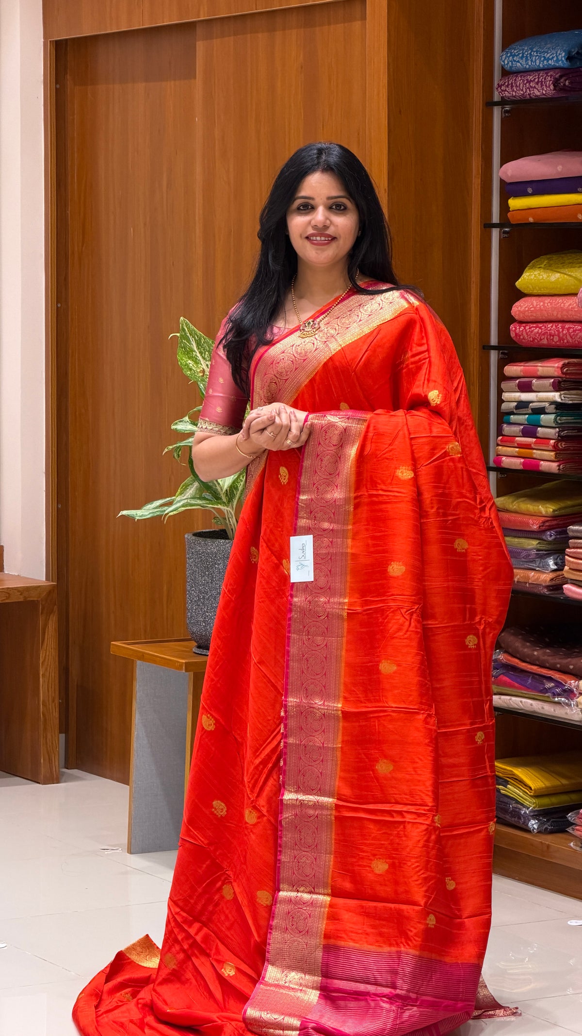 CREPE KANCHI SILK SUV5669-RUST WITH PINK