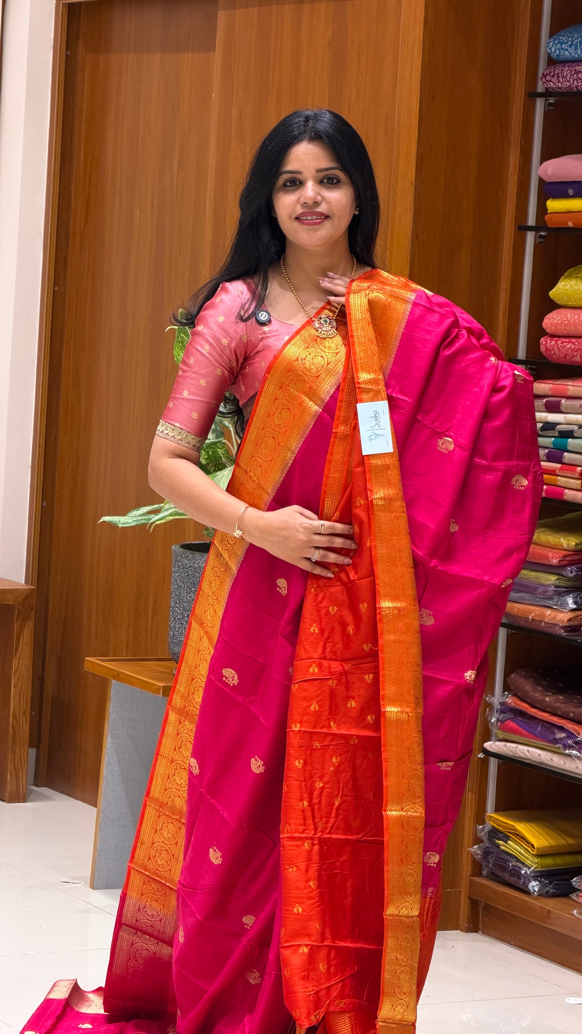 CREPE KANCHI SILK SUV5669-PINK WITH ORANGE