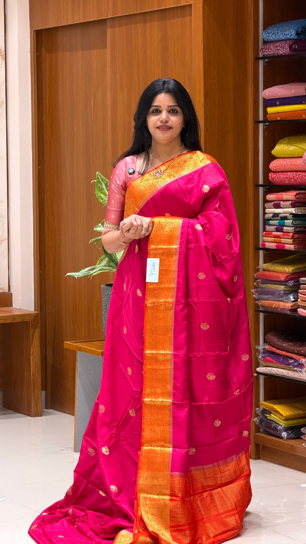 CREPE KANCHI SILK SUV5669-PINK WITH ORANGE