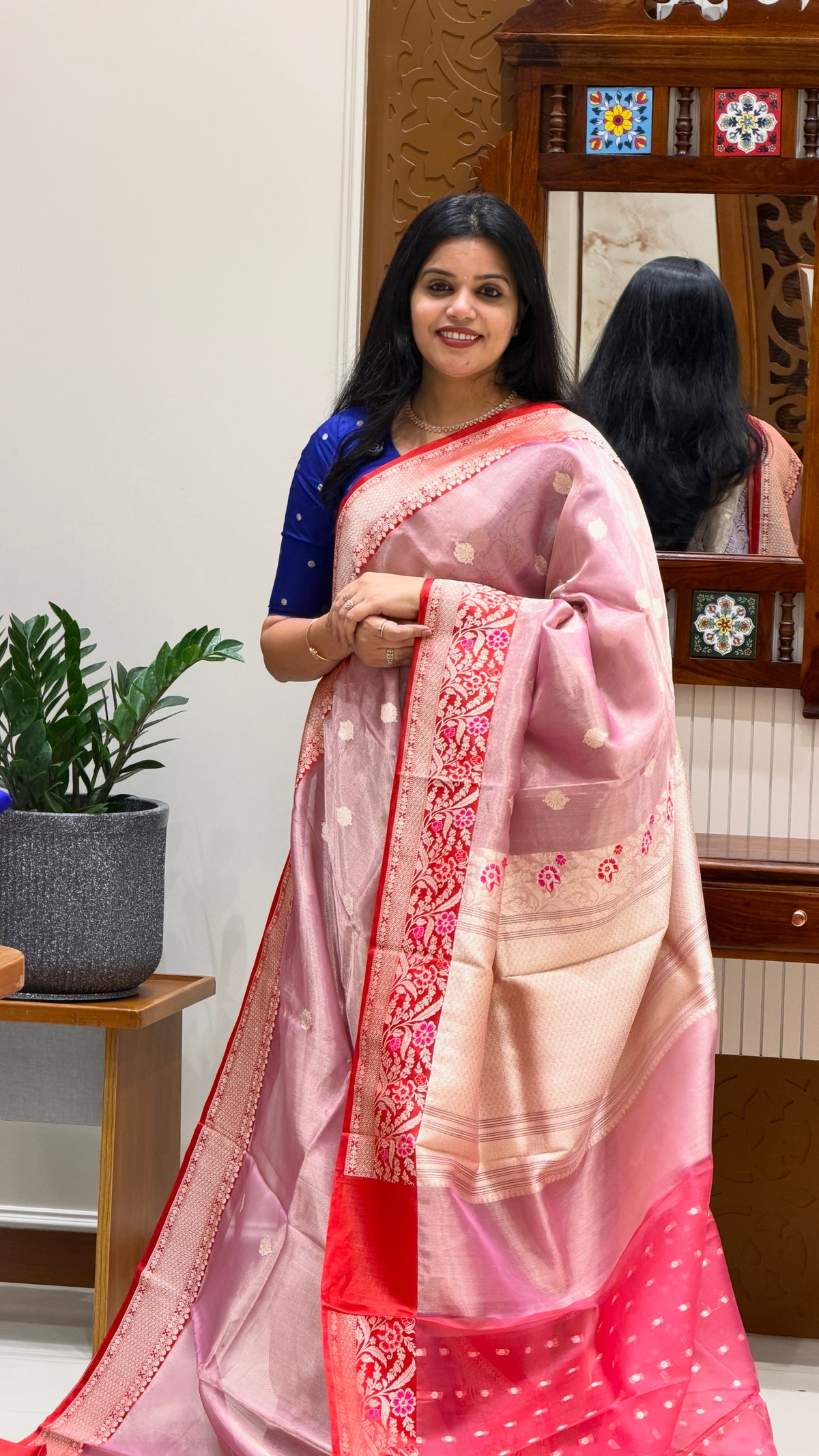 PURE TISSUE SAREE PSJV365-RED