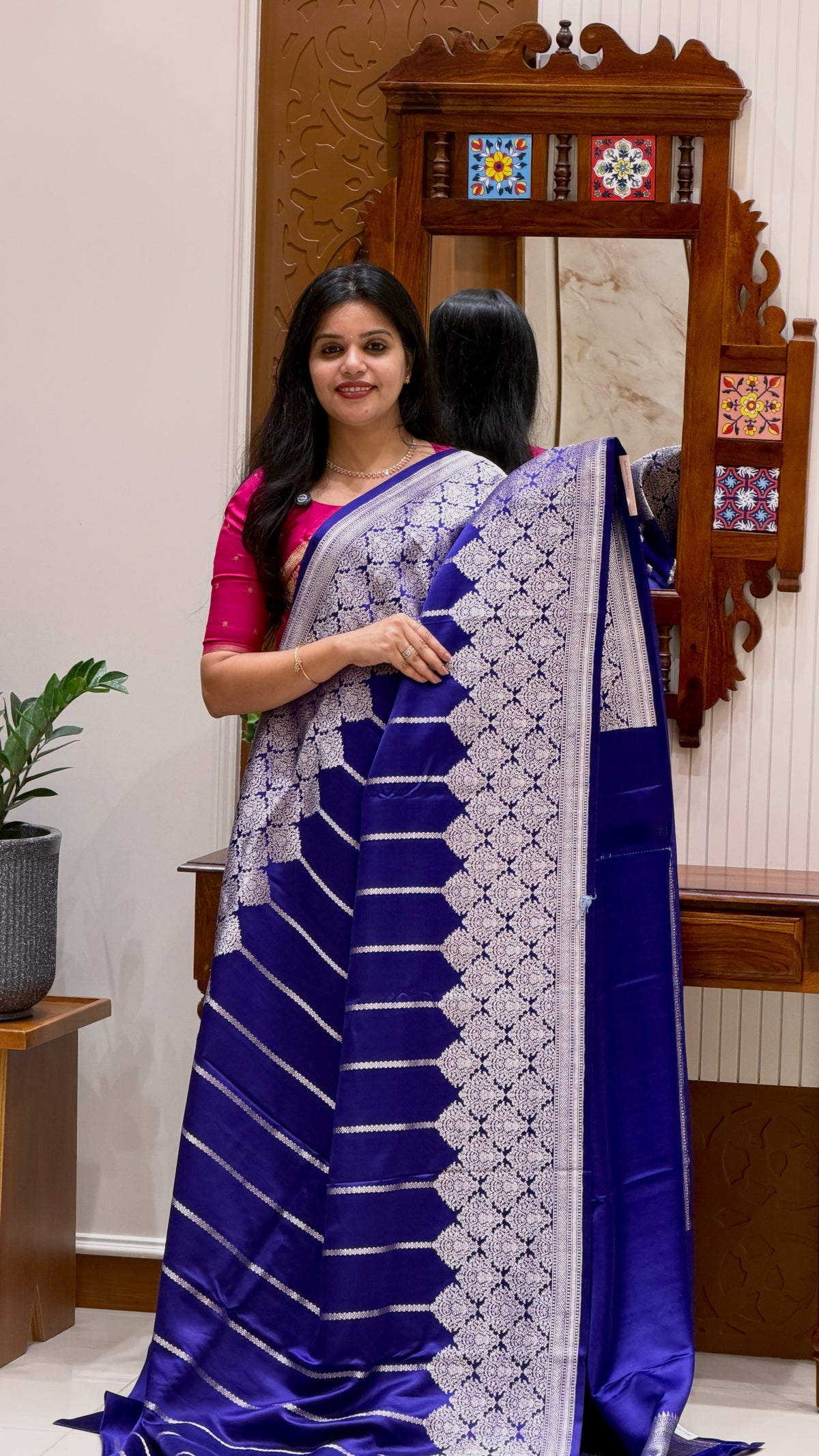 PURE SATIN SILK SAREE PSGM528-ROYALBLUE