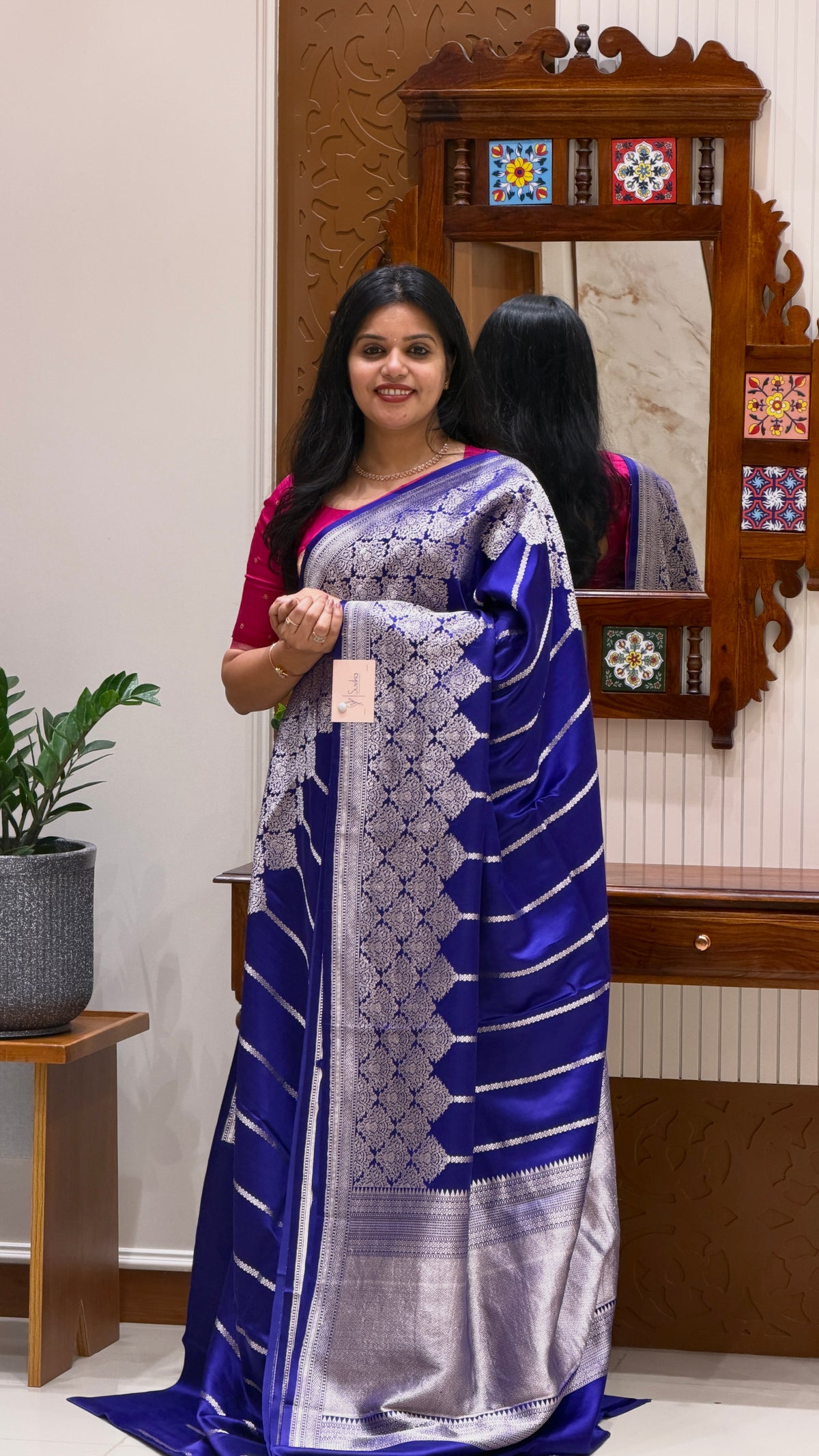 PURE SATIN SILK SAREE PSGM528-ROYALBLUE