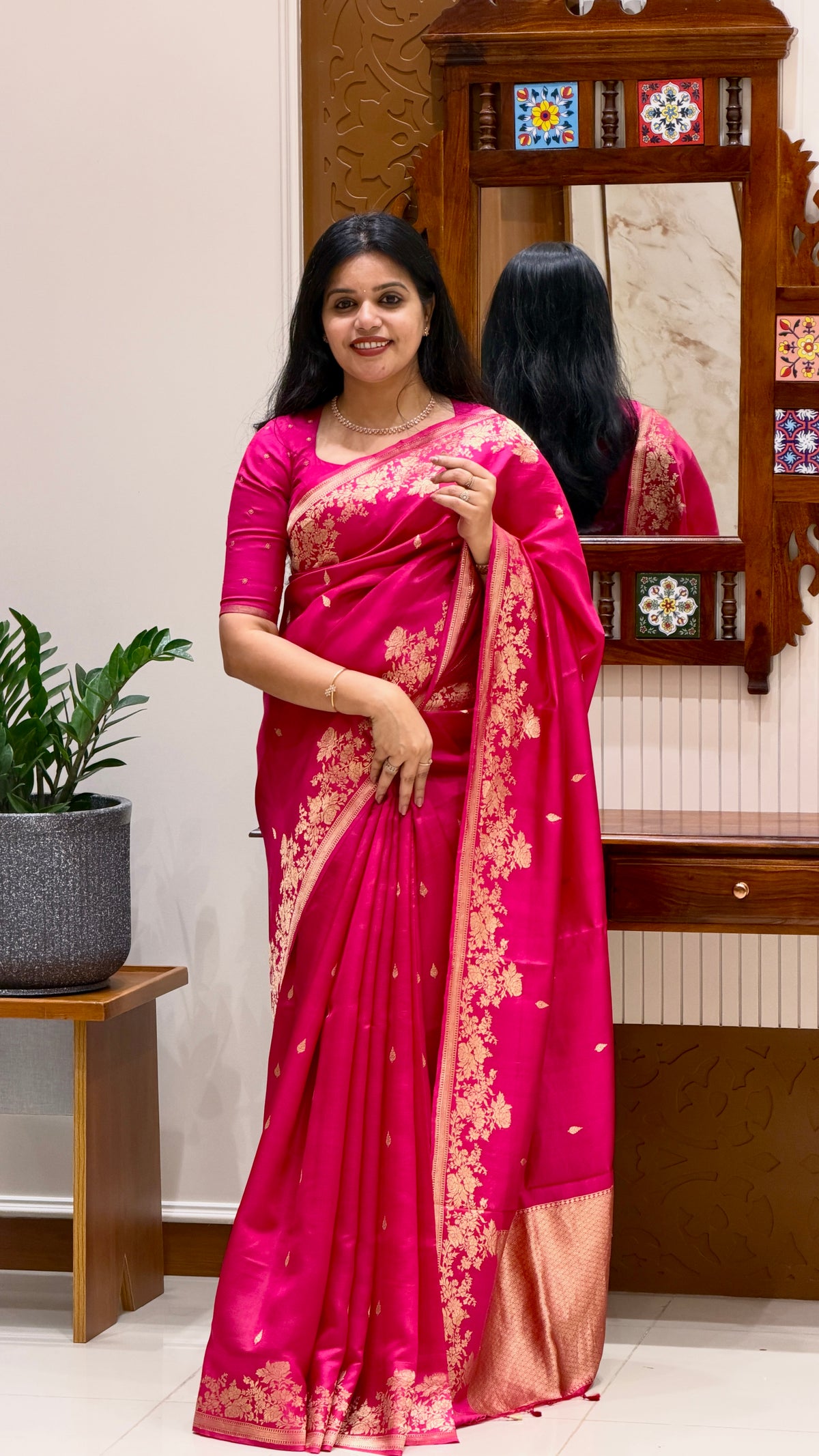 PURE BANARASI SILK SAREE PSGM474-PINK