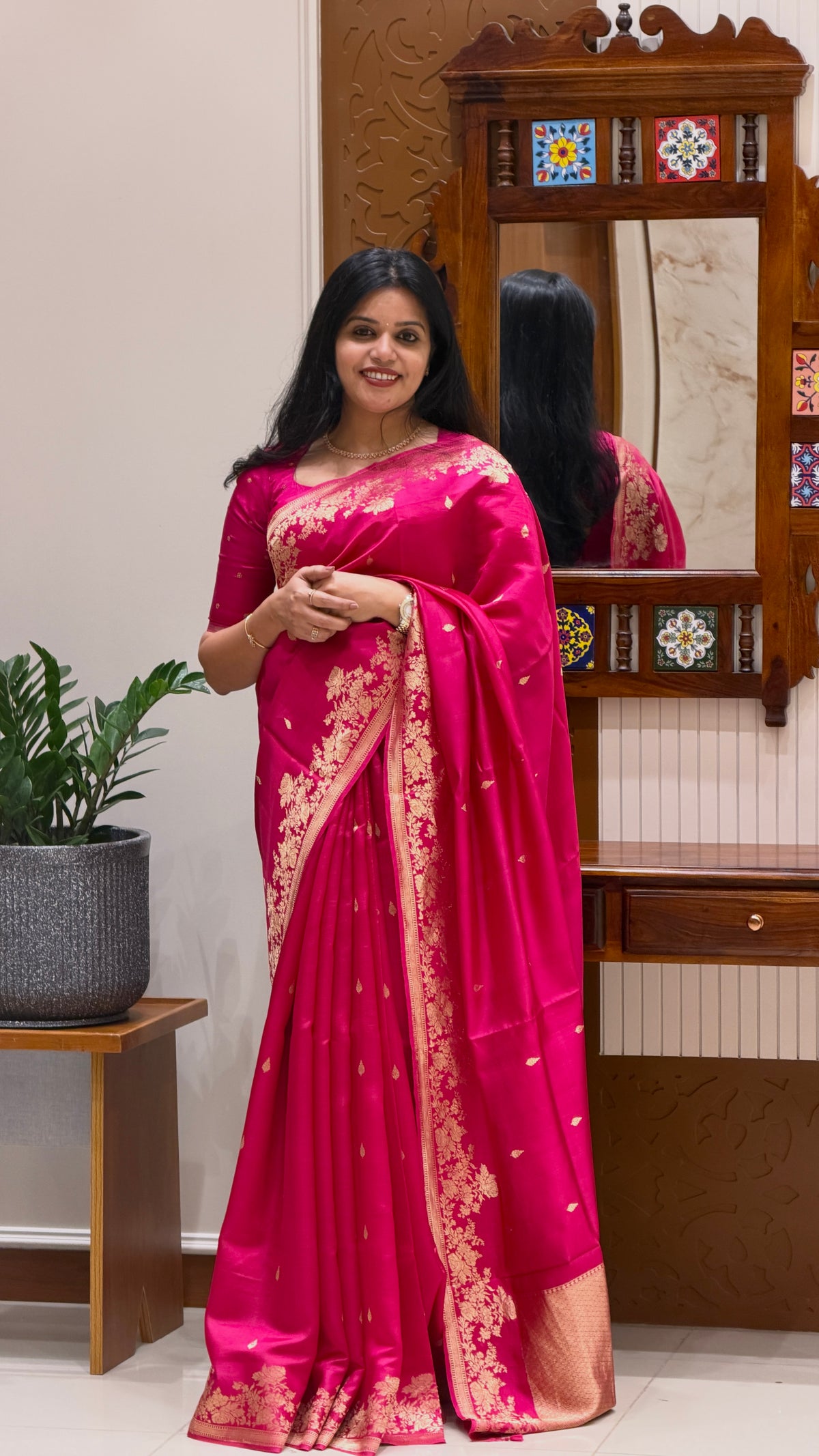 PURE BANARASI SILK SAREE PSGM474-PINK