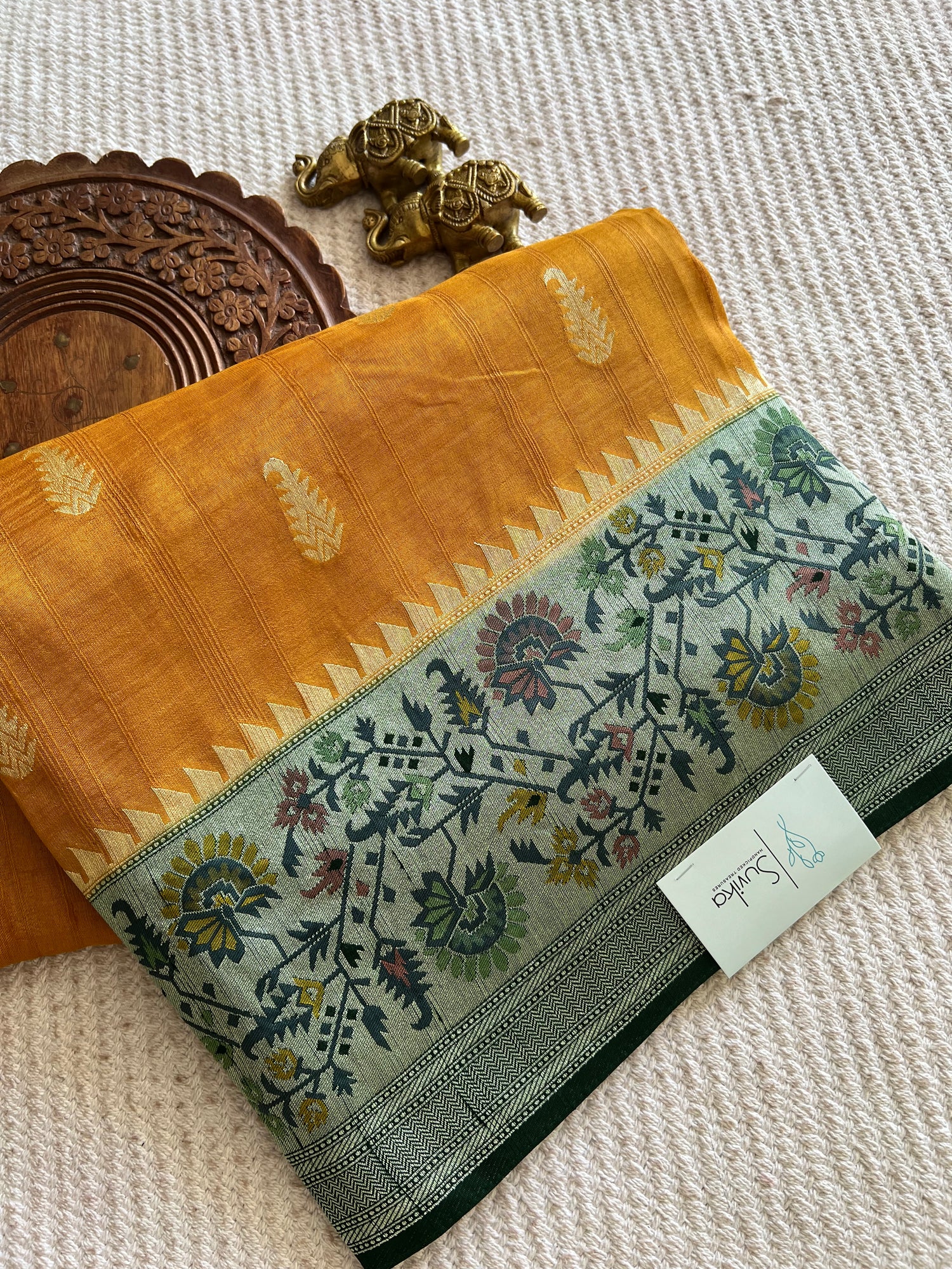 SUV3823-MUSTARD WITH BOTTLEGREEN