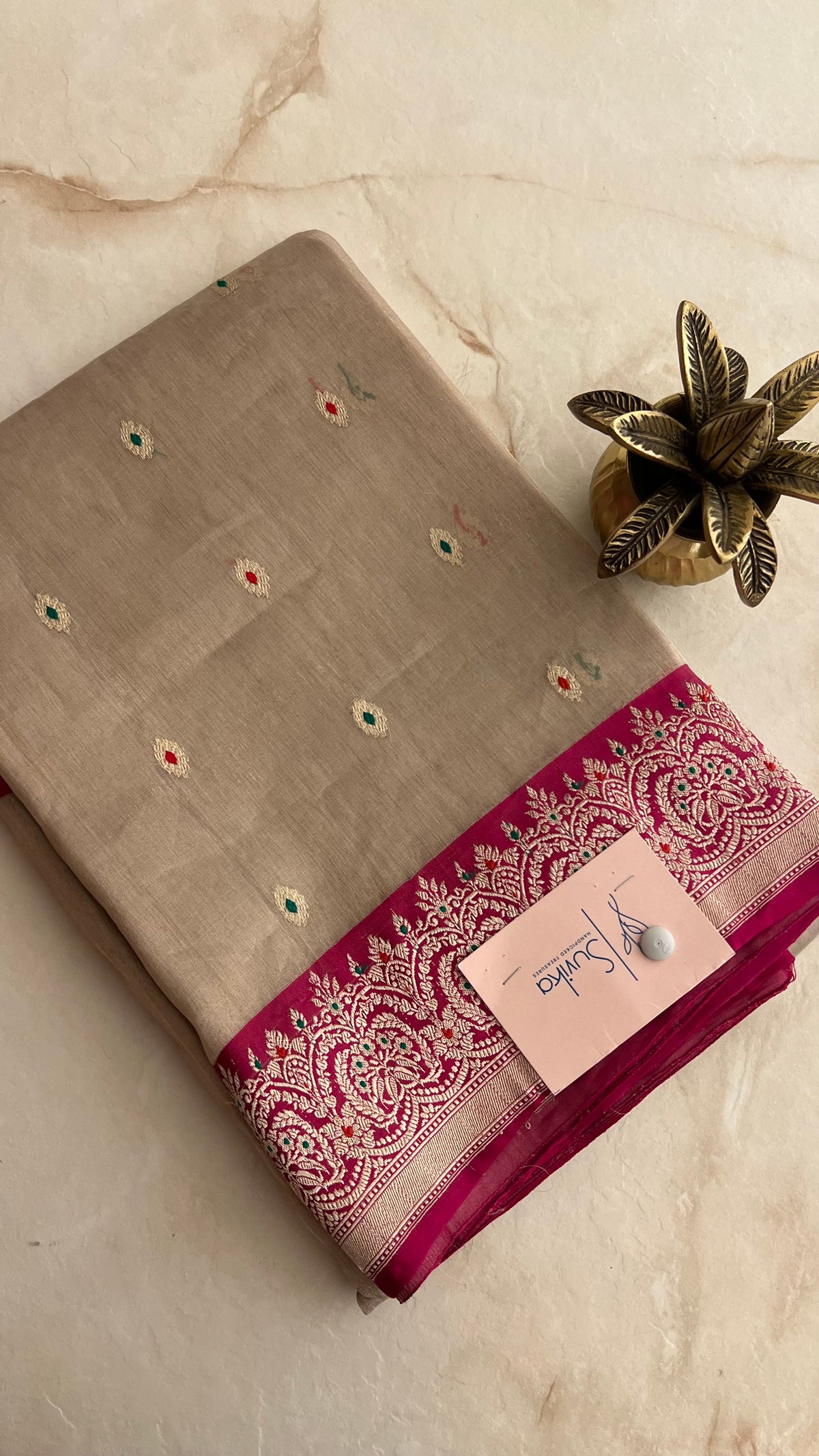 PURE TISSUE SAREE PSJV370-PINK