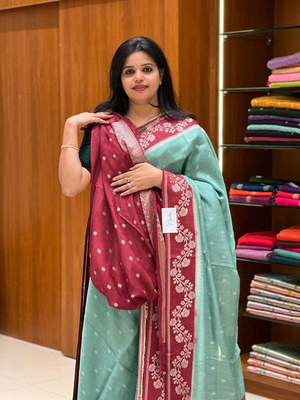 SUV3821- SEAGREEN WITH PINK