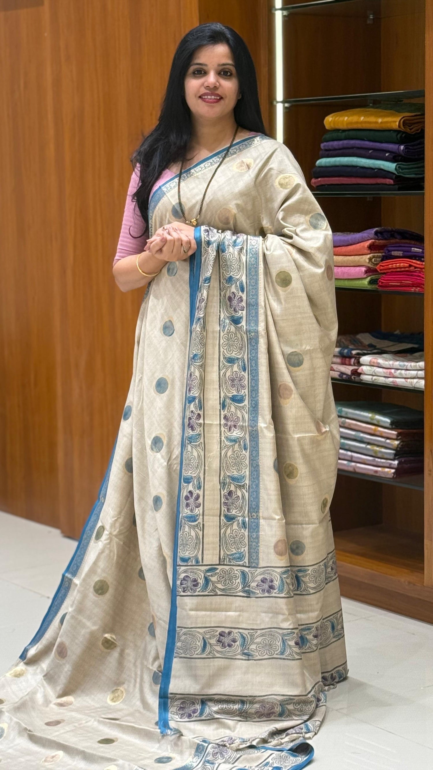 SUV3761- CHICKU WITH SKY BLUE