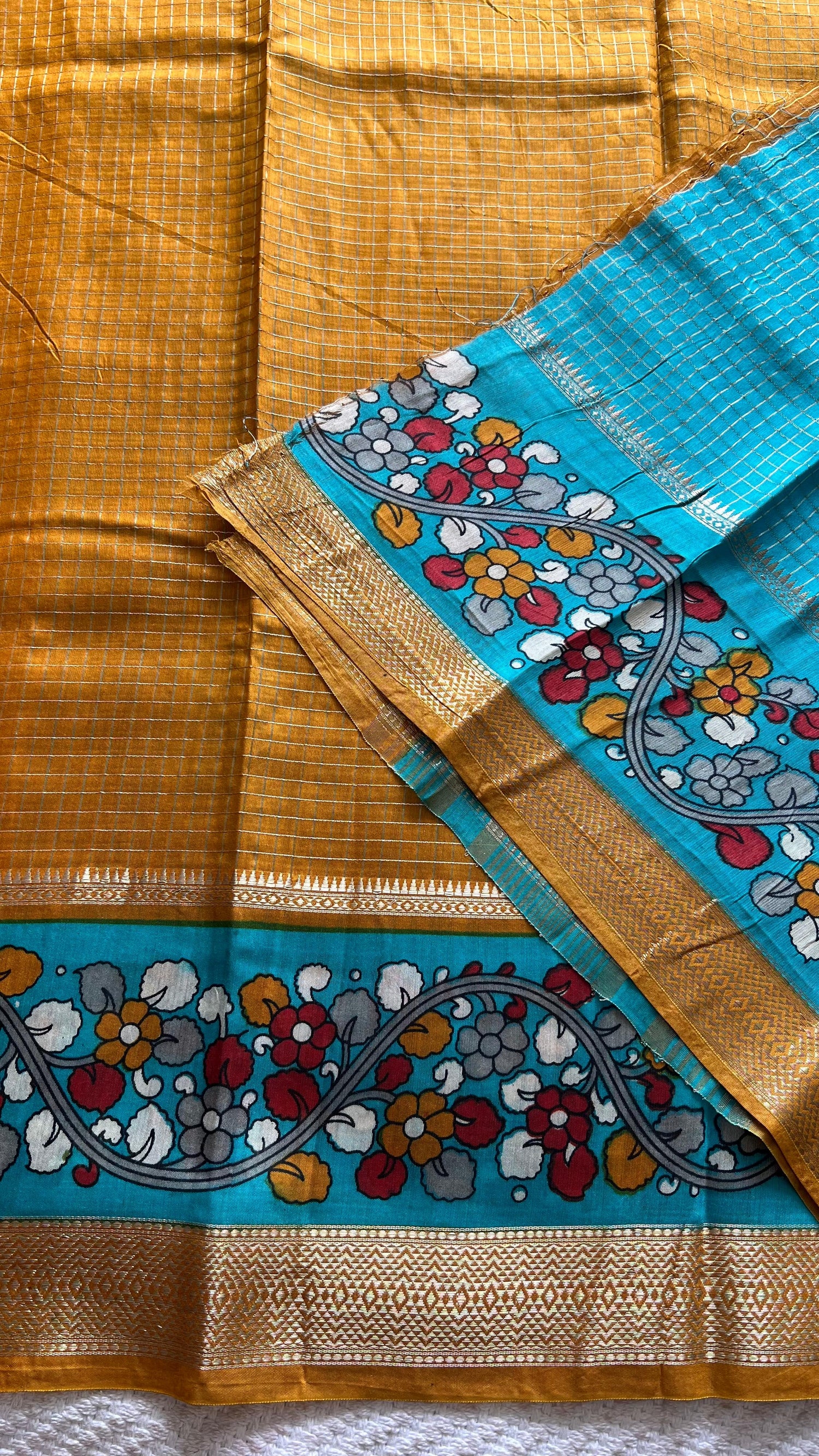 SUV3907- MUSTARD WITH SKYBLUE