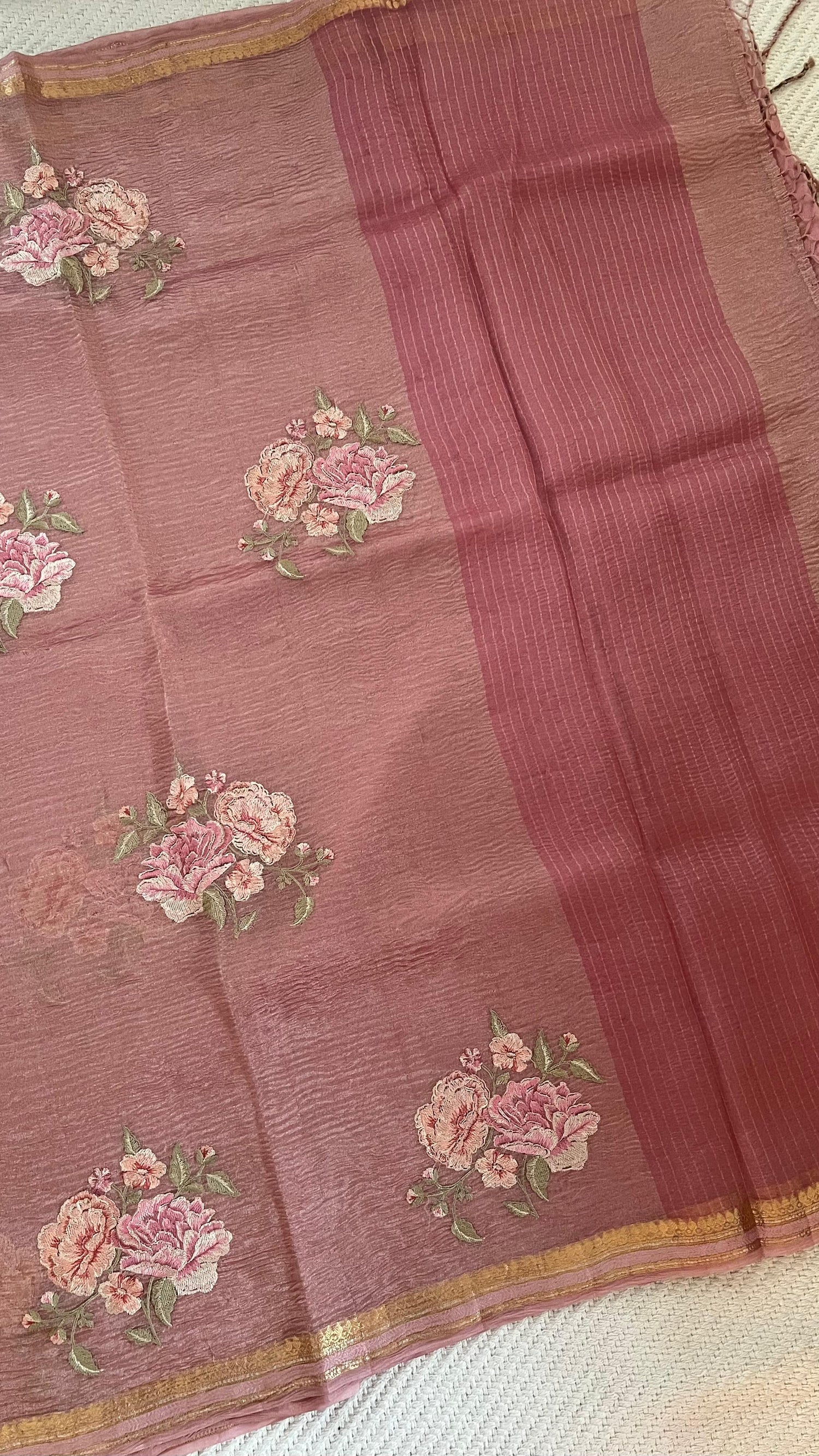 SUV3081 - ONIONPINK PURE TISSUE SAREE