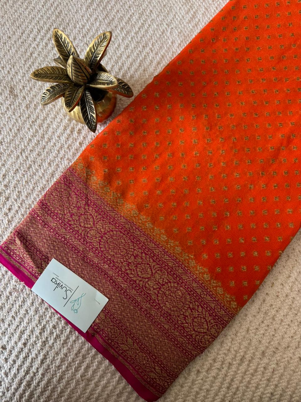 PSUV241-ORANGE WITH PINK PURE GEORGETTE SAREE