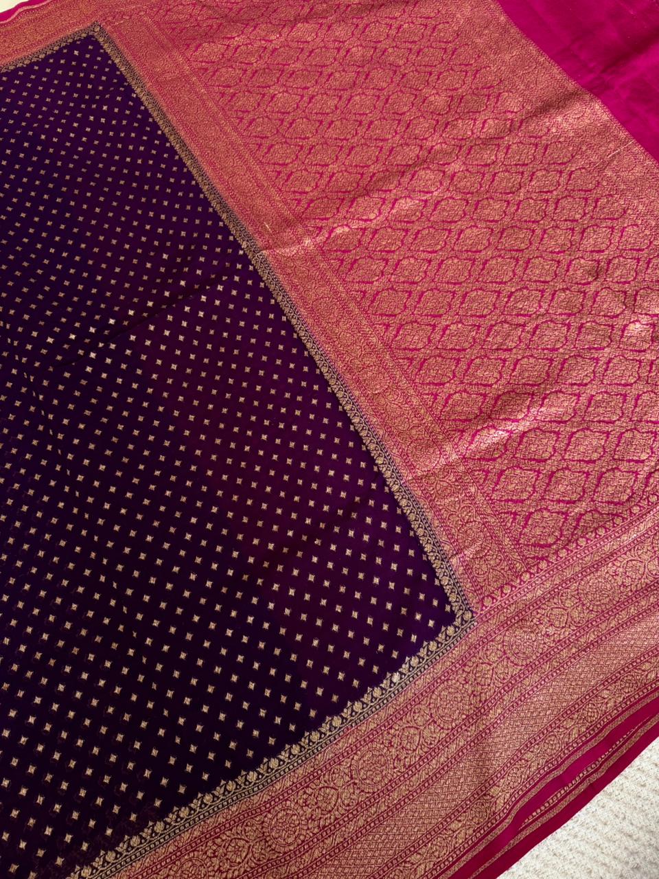 PSUV241-PURPLE WITH PINK PURE GEORGETTE SAREE
