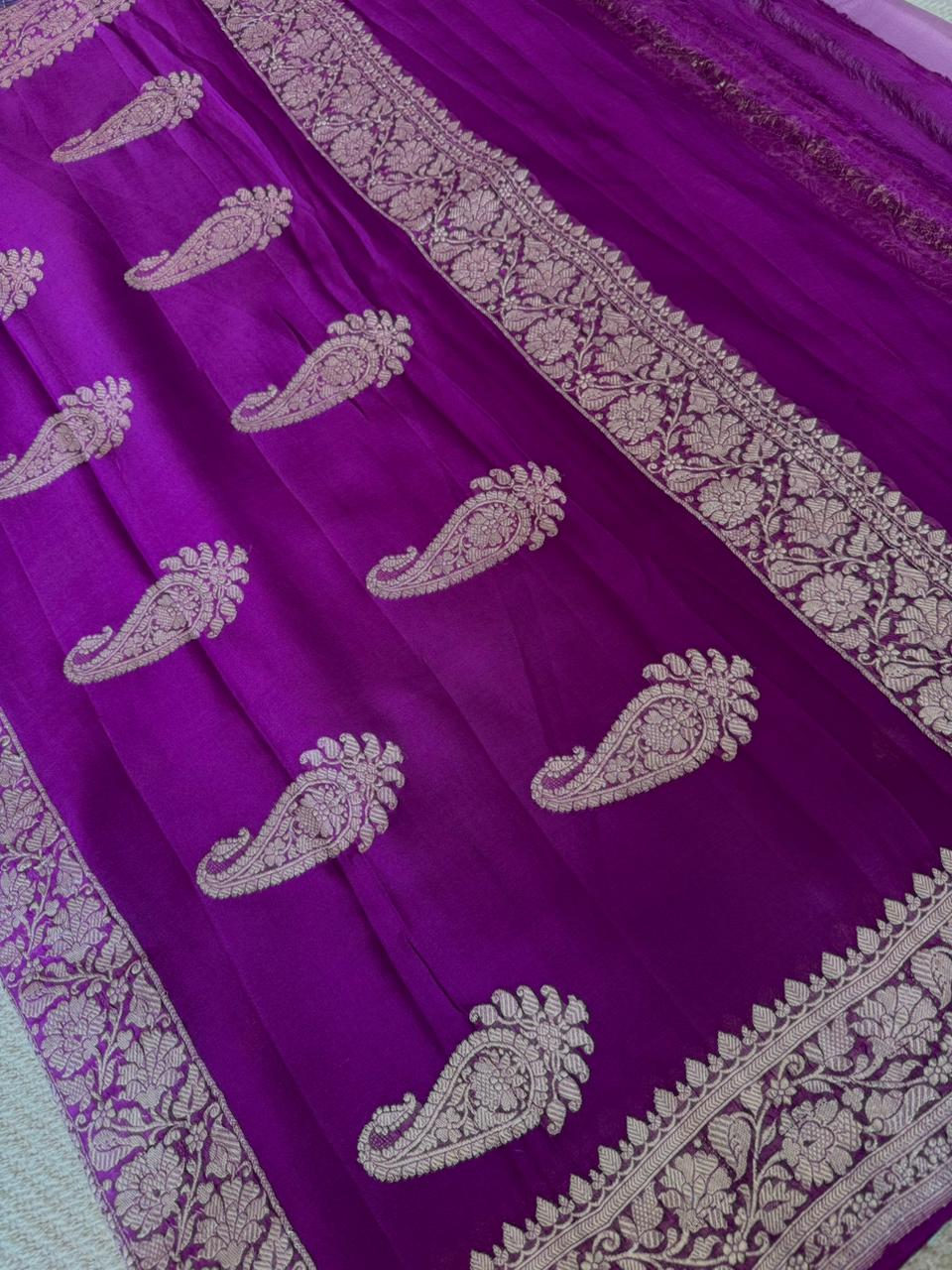 SUV399 - LAVENDER WITH MAGENTA PURE CHIFFON