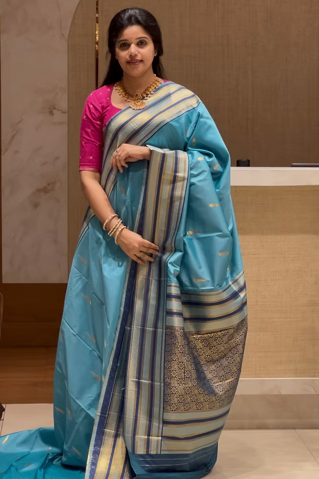 SUV2833- BABY BLUE WITH NAVY BLUE