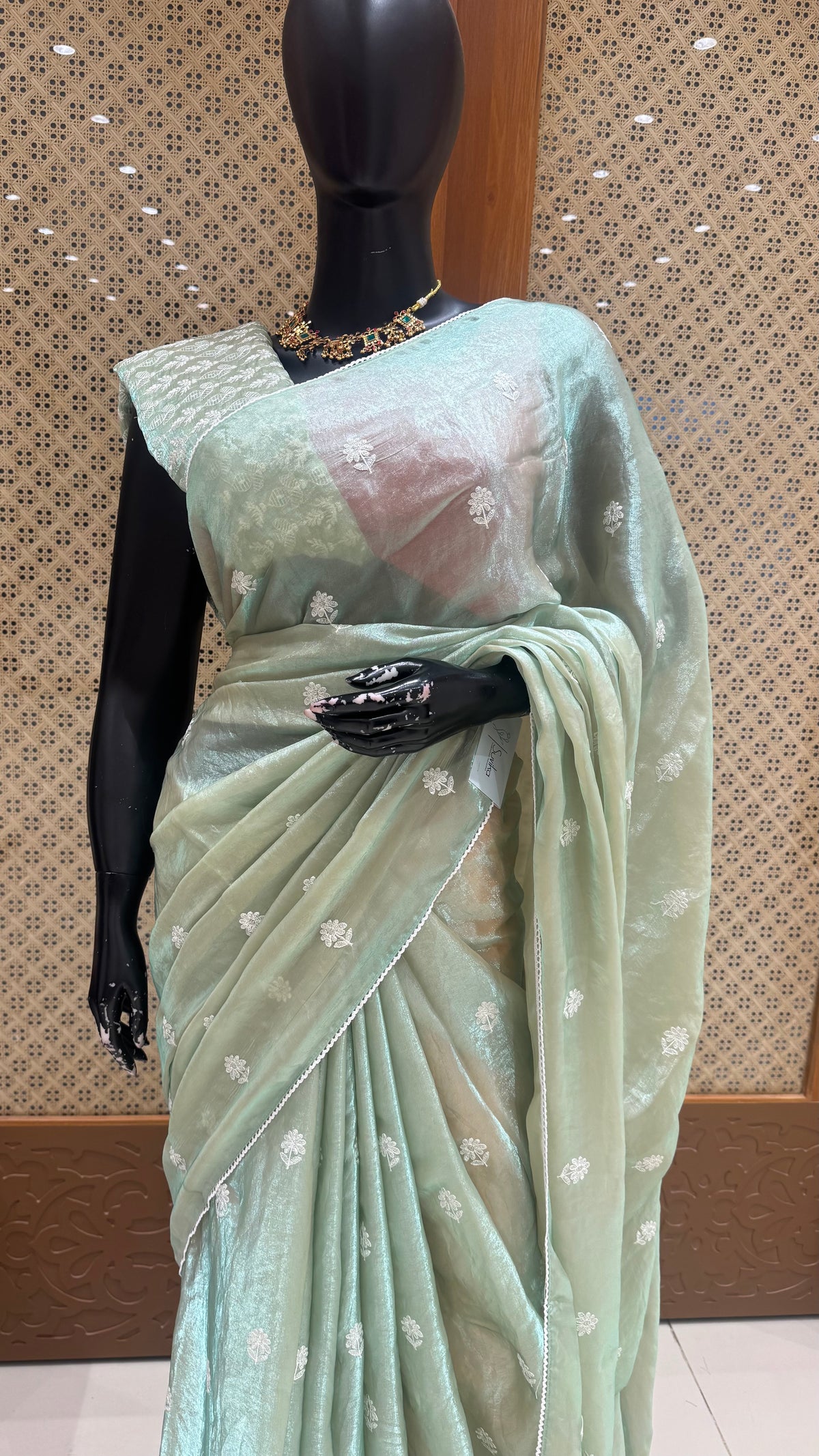 SATIN TISSUE SAREE SUV5599-PISTA